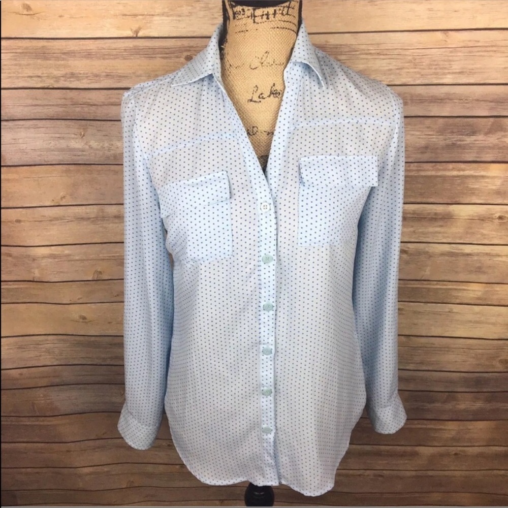 New York & Co Polka dot button blouse XS
